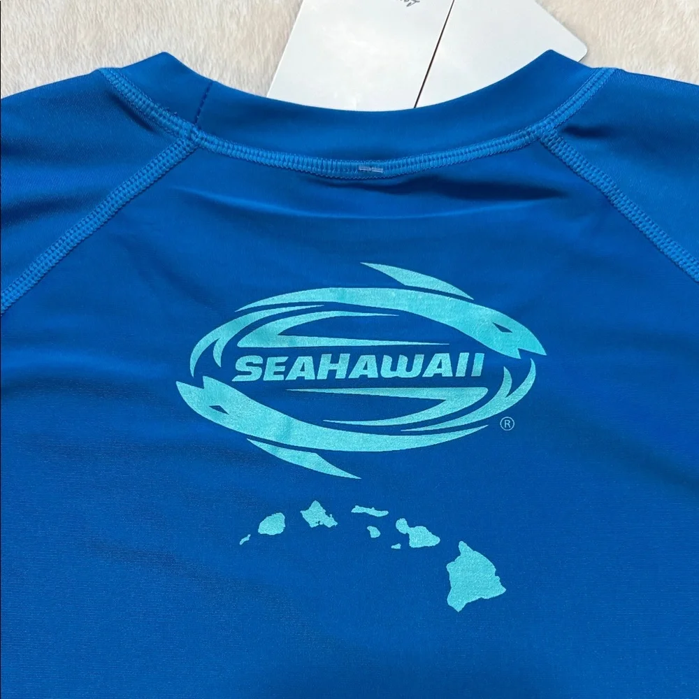 SeaHawaii Monkskin Large Watershirt UPF 50+ Rash Guard Blue Love The Ocean NWT